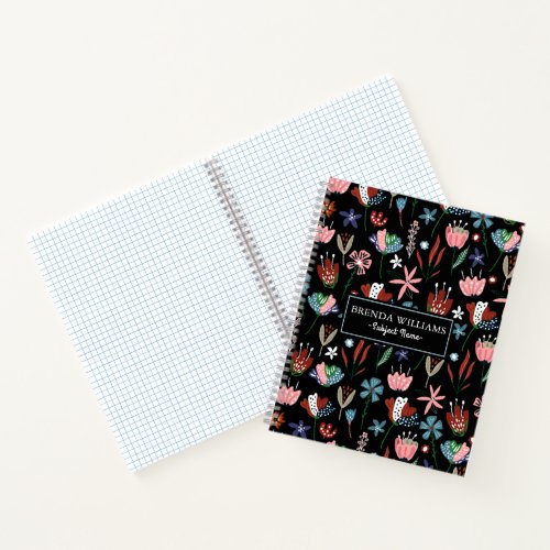 Cute Colorful Flowers Pattern Notebook