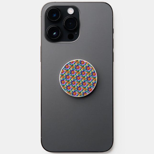 Cute Colorful Flowers Pattern PopSocket (Front)