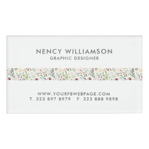 Cute Colorful Flowers Pattern Stripe Name Tag