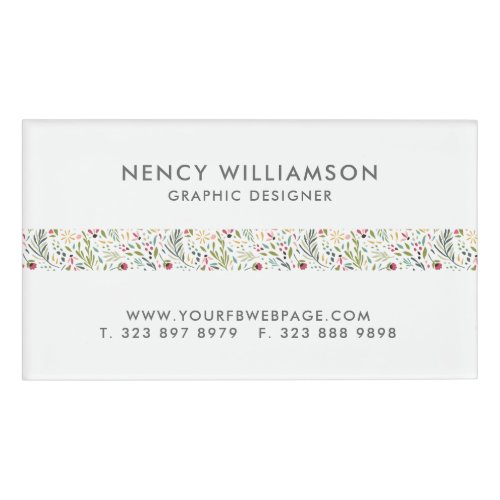 Cute Colorful Flowers Pattern Stripe Name Tag