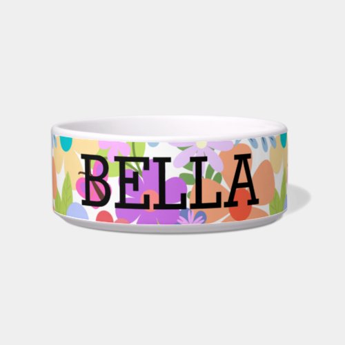 Cute Colorful Flowers Personalized Bowl