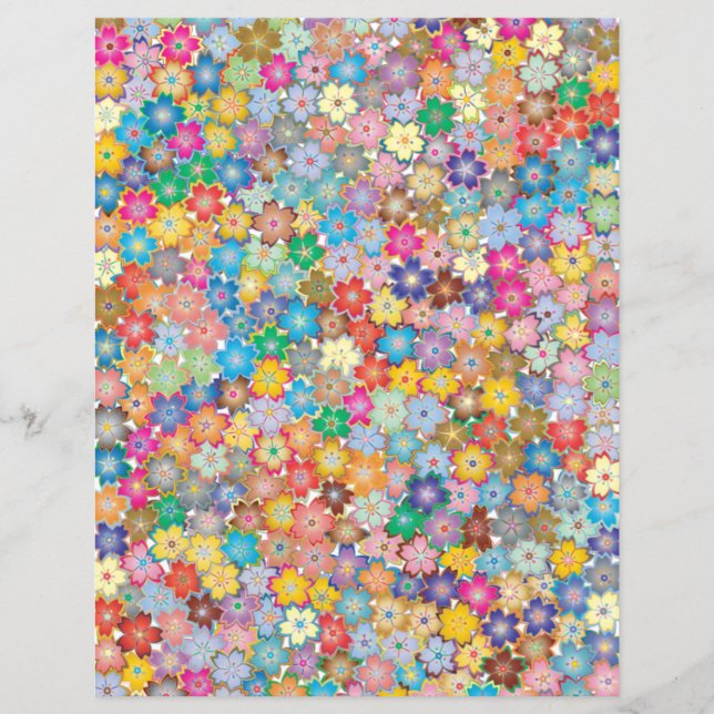 Cute Colorful Flowers Scrapbooking Craft Paper (Front)