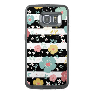 Cute Colorful Flowers & Stripes Black & White OtterBox Samsung Galaxy S6 Edge Case