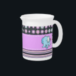 Cute Colorful Flowers Stripes Elephant Pitcher<br><div class="desc">Cute elephant with colorful flowers and stripes.Any girl would love to have her name personalised on this stylish design.</div>