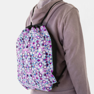 Cute colorful flowers suns patterns drawstring bag