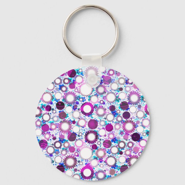 Cute colorful flowers suns patterns keychain (Front)