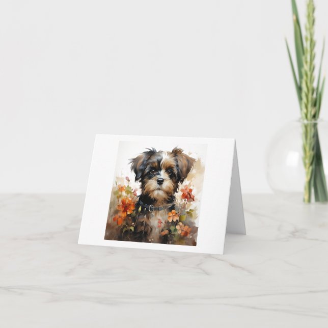 Cute Colorful Fluffy Puppy Dog BLANK  Card (Front)