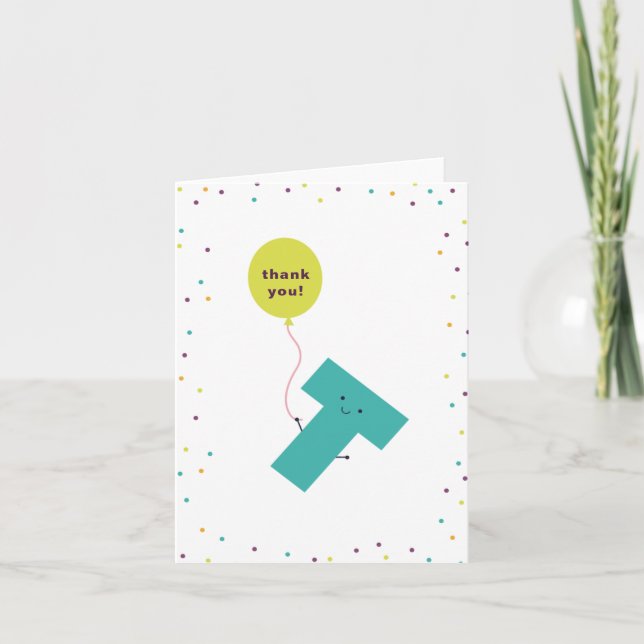 Cute Colorful Folded Thank You Card (Front)