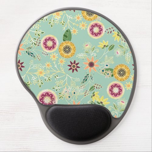 Cute Colorful Folk Floral Original Golden Design Gel Mouse Pad