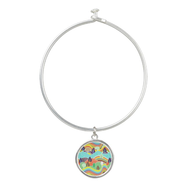 Cute colorful forest patterns bangle bracelet (Front)