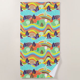 Cute colorful forest patterns beach towel
