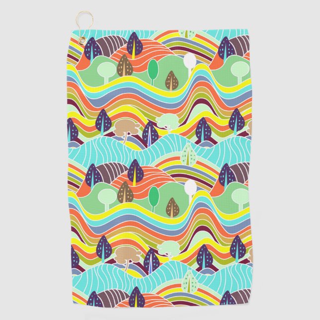 Cute colorful forest patterns car magnet golf towel (Front)