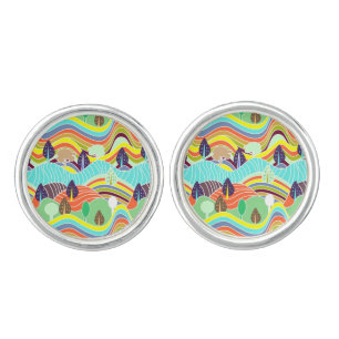 Cute colorful forest patterns cufflinks