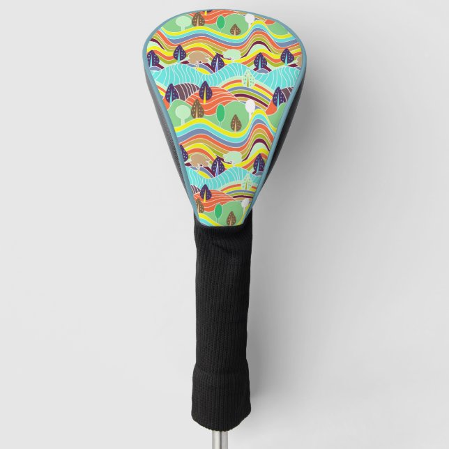 Cute colorful forest patterns golf head cover (Front)