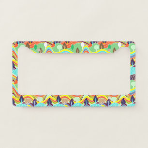 Cute colorful forest patterns license plate frame