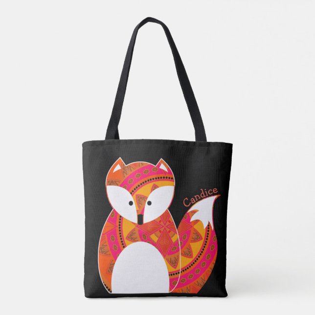 Cute Colorful Fox All Over Print Tote (Back)