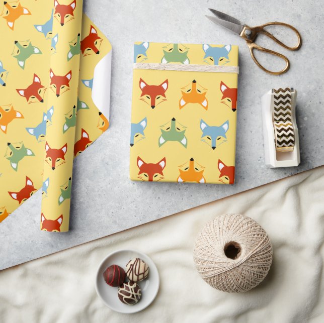 Cute colorful Fox Wrapping Paper (Crafts)