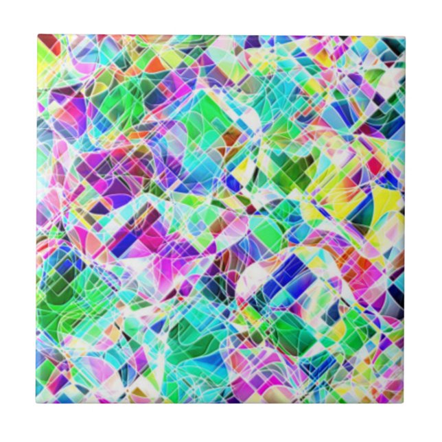 Cute colorful fragments design ceramic tile (Front)