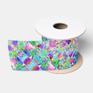 Cute colorful fragments design satin ribbon