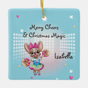 Cute Colorful Frenchie Pawsitive School Spirit Ceramic Ornament