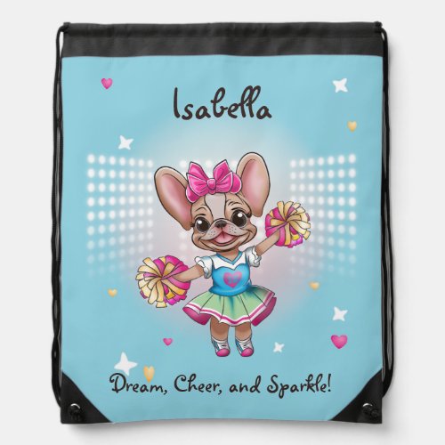 Cute Colorful Frenchie Pawsitive School Spirit Drawstring Bag