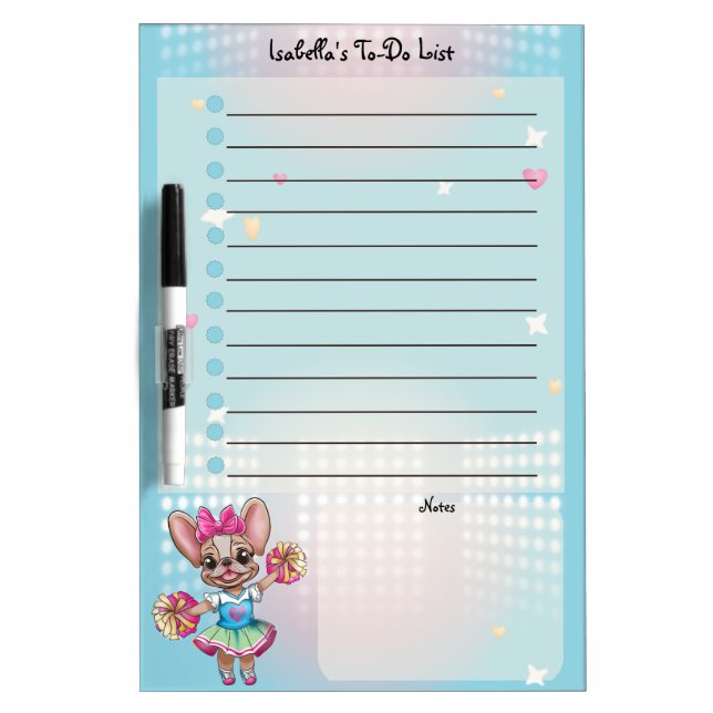 Cute Colorful Frenchie Pawsitive School Spirit Dry Erase Board (Front)