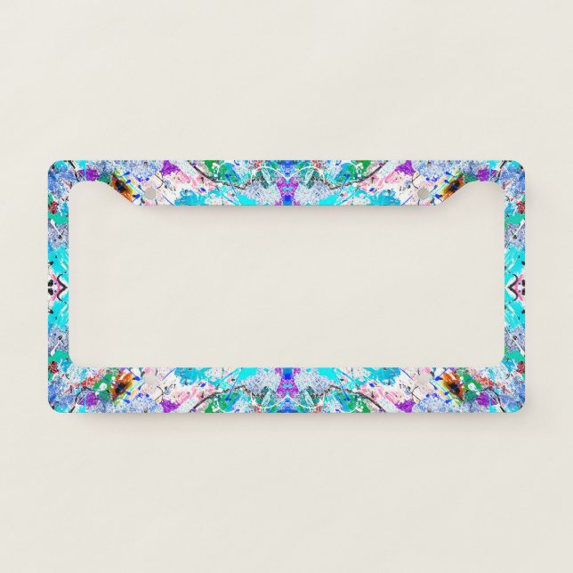 Cute colorful fresque painting design license plate frame (Front)