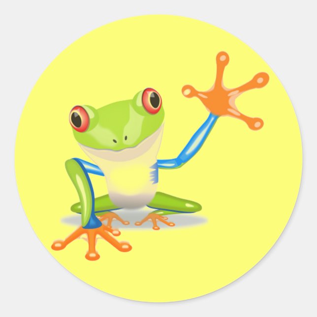 Cute Colorful Frog Funny Animal Kids Classic Round Sticker (Front)