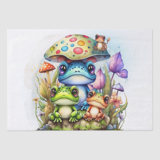 Cute Colorful Frogs Tissue Paper (Front)