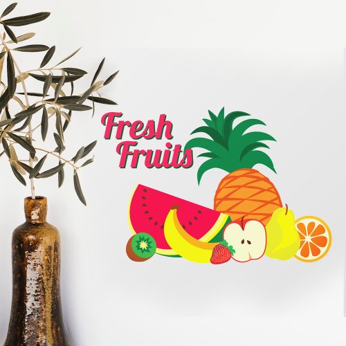 Cute Colorful Fruit Juice Smoothie Logo Custom Bar Wall Decal