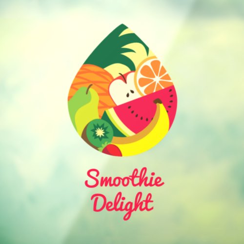 Cute Colorful Fruit Juice Smoothie Logo Custom Bar Window Cling