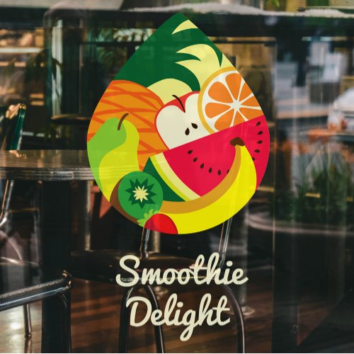 Cute Colorful Fruit Juice Smoothie Logo Custom Bar Window Cling