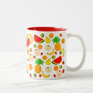 Cute Colorful Fruit Pattern Food Vegetarian Vegan Two-Tone Coffee Mug