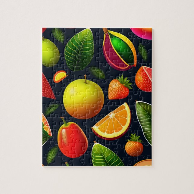 Cute Colorful Fruits Pattern Jigsaw Puzzle (Vertical)
