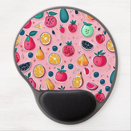 Cute colorful fruits pink decor gel mouse pad