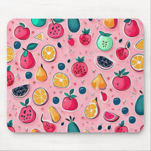 Cute colorful fruits pink decor mouse pad