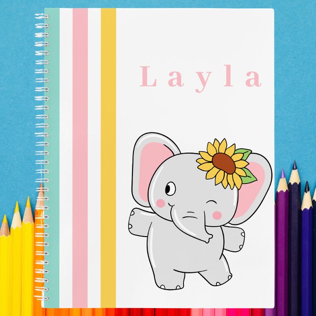 Cute Colorful Fun Elephant Kids Notebook (Creator Uploaded)