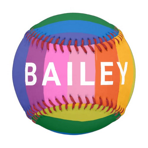 Cute Colorful Fun Rainbow Stripes Personalized Baseball