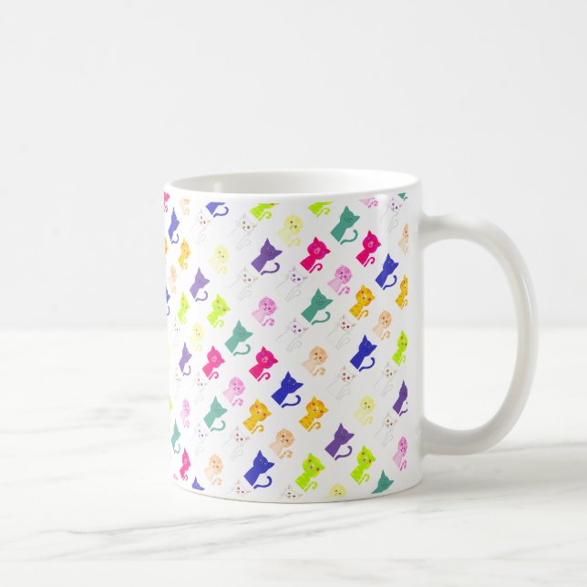 Cute colorful funny cats pattern coffee mug (Right)