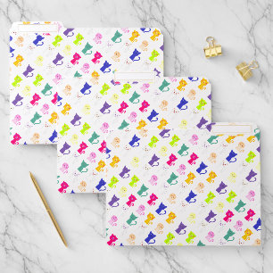 Cute colorful funny cats pattern license plate fra file folder