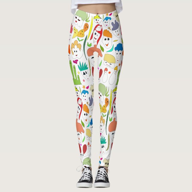 Cute colorful funny faces leggings (Front)
