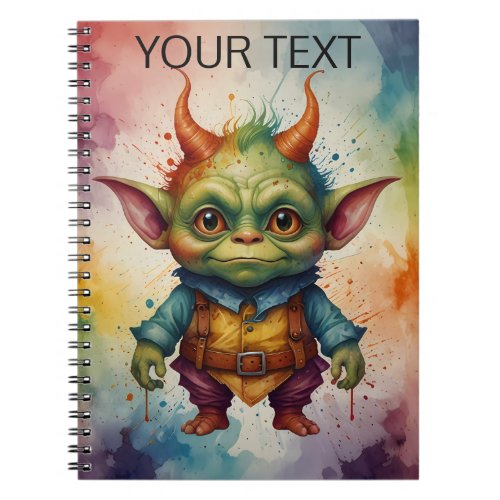 Cute colorful funny little goblin  notebook