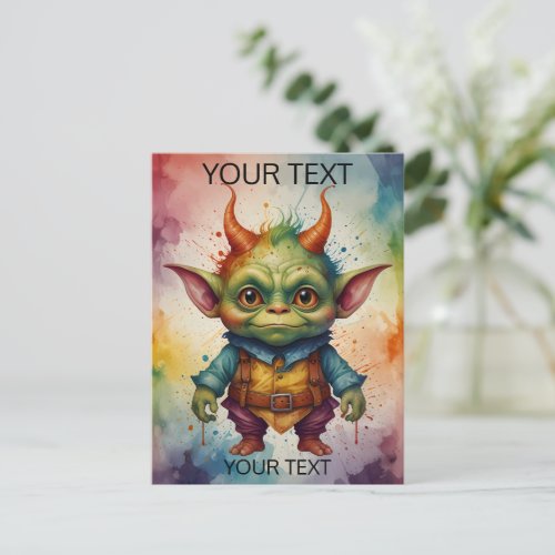 Cute colorful funny little goblin  postcard