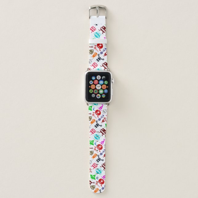 Cute colorful funny monsters pattern apple watch band (Front)