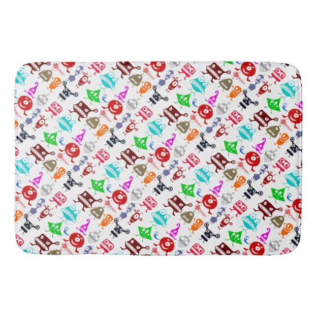 Cute colorful funny monsters patterns bath mat (Front)