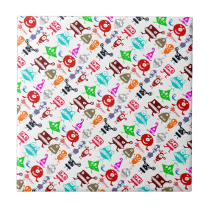 Cute colorful funny monsters patterns ceramic tile