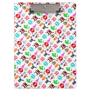 Cute colorful funny monsters patterns clipboard