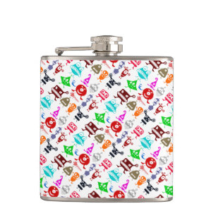 Cute colorful funny monsters patterns flask