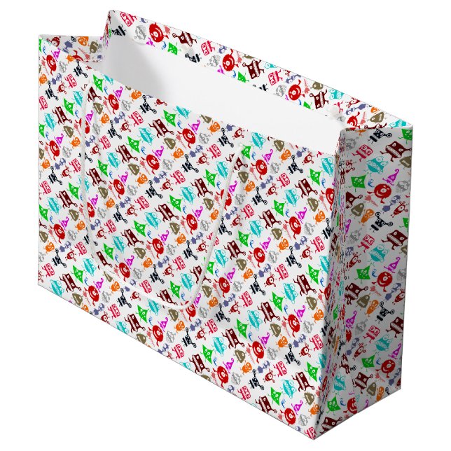 Cute colorful funny monsters patterns large gift bag (Front Angled)