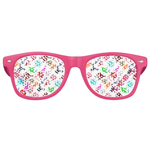 Cute colorful funny monsters patterns retro sunglasses (Front)